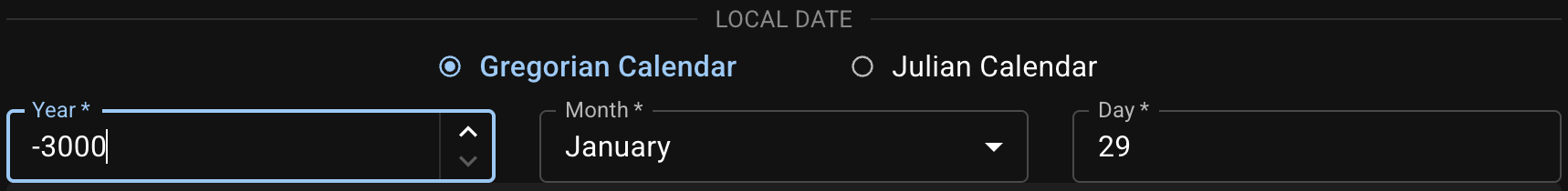 Enter date