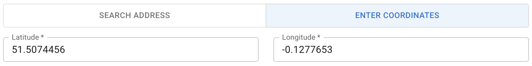 Coordinates displayed